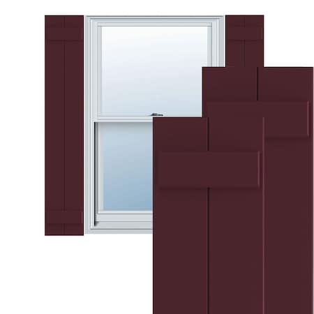 True Fit PVC, Two Board Joined Board-n-Batten Shutters, Wine Red, 10 3/4W X 43H